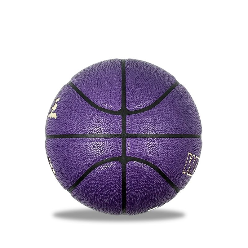 Lila feuchtigkeitsabsorbierender PU-Premium-Leder-Basketballball mit individuellem Logo in der Farbe der 7. Liga