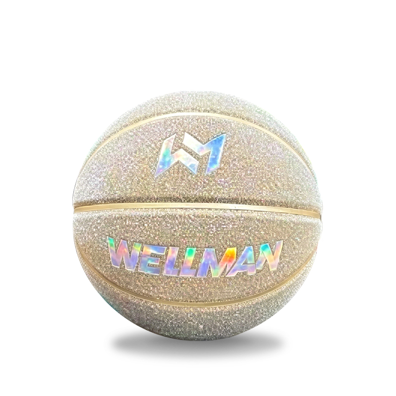 Benutzerdefinierter glitzernder glänzender Basketball, glitzernder Basketball mit holografischem Laserlogo, OEM-ODM-Geschenk-Basketballfabrik im Großhandel