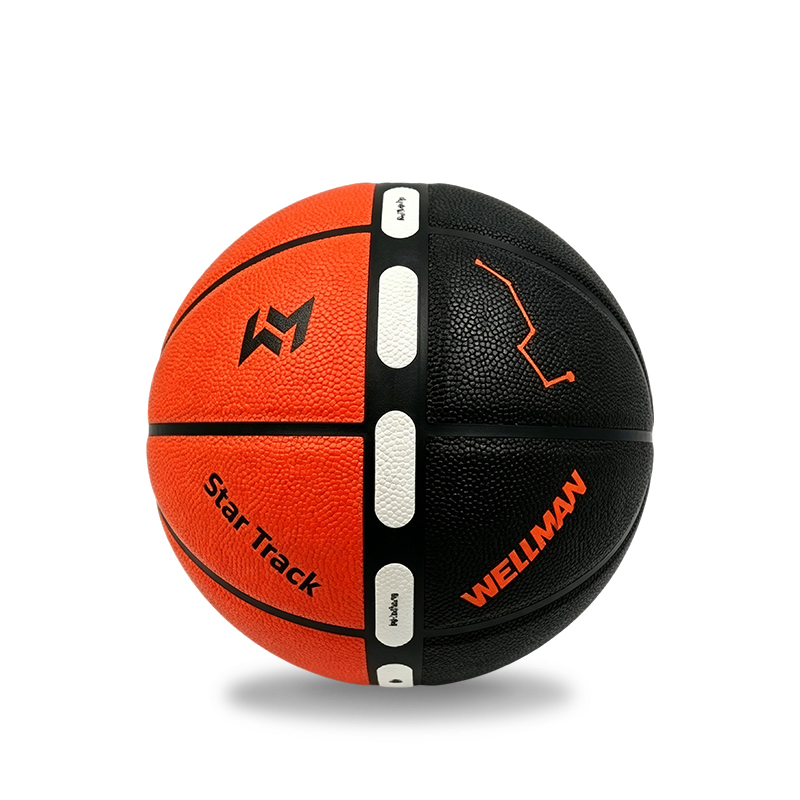 16-Panel-halbgeteilter PU-Basketball mit Rillenaufklebern für das Flugbahntraining
