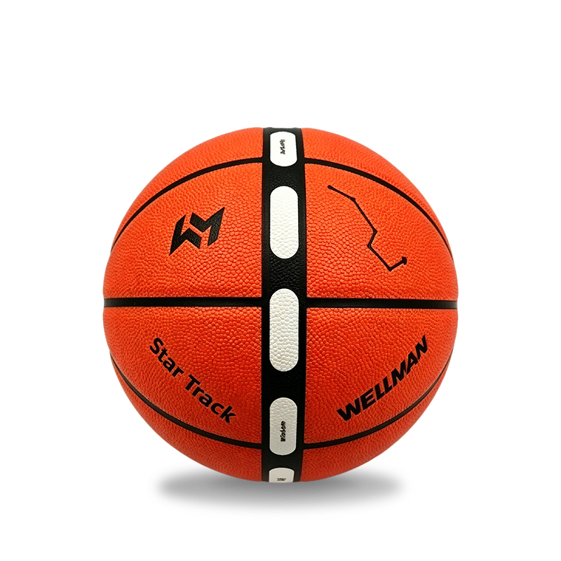 16-Panel-halbgeteilter PU-Basketball mit Rillenaufklebern für das Flugbahntraining