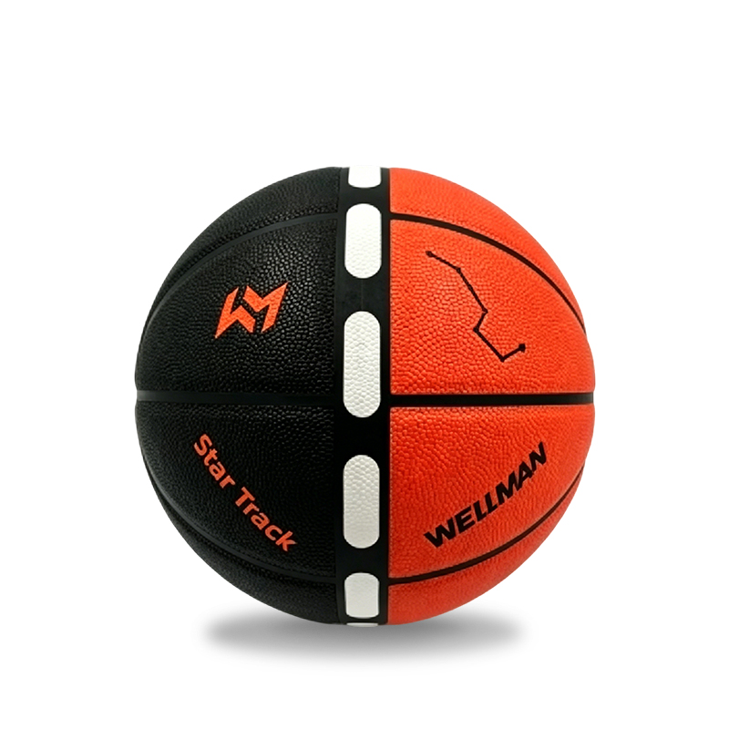 16-Panel-halbgeteilter PU-Basketball mit Rillenaufklebern für das Flugbahntraining