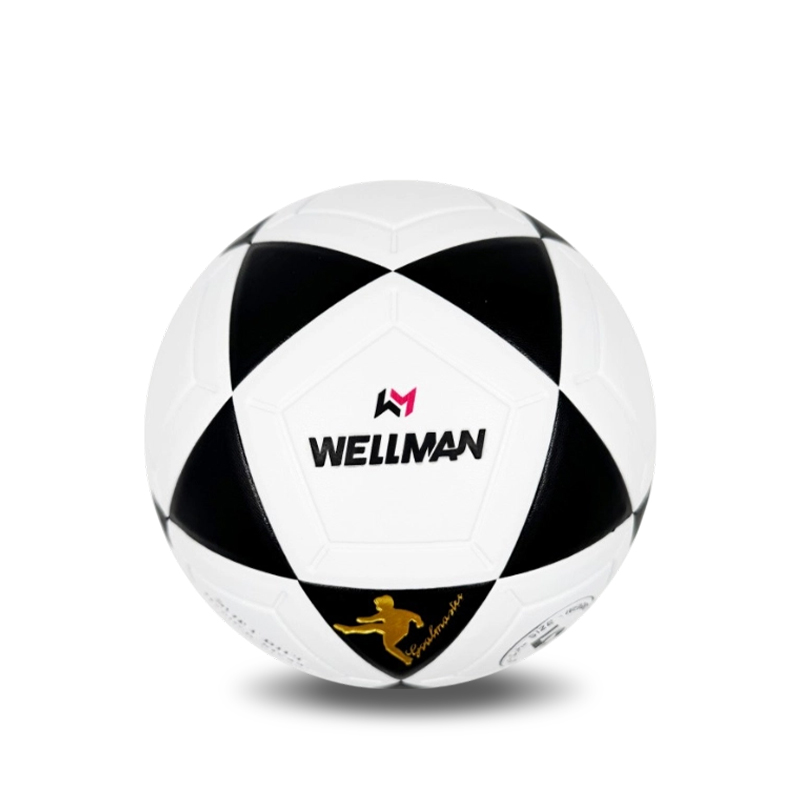 Schwarz-weißer PU/PVC-Fußball mit Heißklebung, anpassbare, exklusive Team- und Club-Logofarben