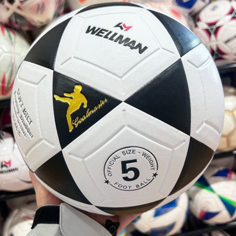 Schwarz-weißer PU/PVC-Fußball mit Heißklebung, anpassbare, exklusive Team- und Club-Logofarben
