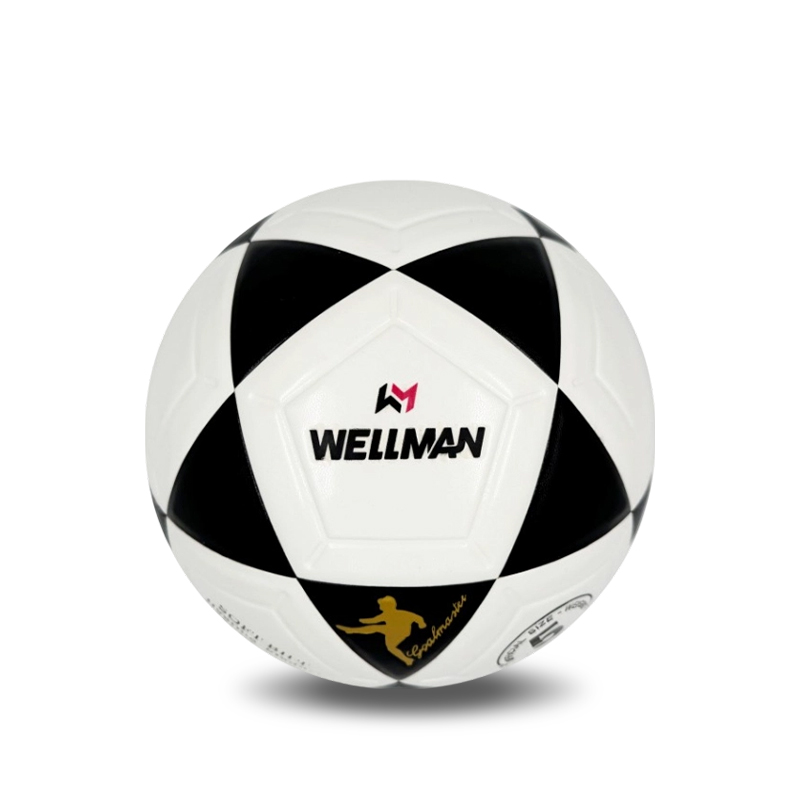 Schwarz-weißer PU/PVC-Fußball mit Heißklebung, anpassbare, exklusive Team- und Club-Logofarben