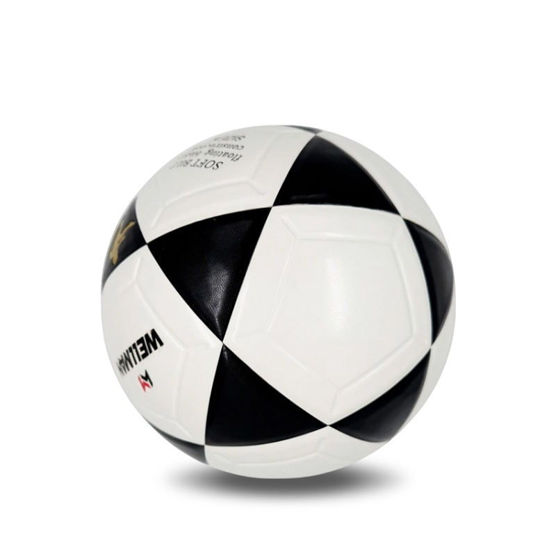 Schwarz-weißer PU/PVC-Fußball mit Heißklebung, anpassbare, exklusive Team- und Club-Logofarben