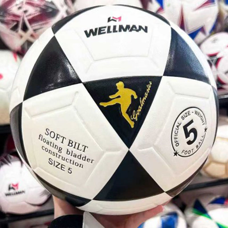 Schwarz-weißer PU/PVC-Fußball mit Heißklebung, anpassbare, exklusive Team- und Club-Logofarben